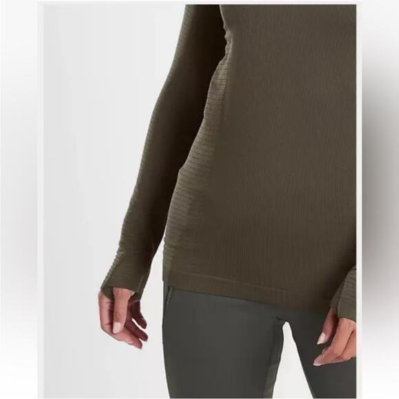 Athleta Flurry Blizzard Peat Green Ribbed Turtleneck Seamless Base Layer Large - Picture 3 of 15